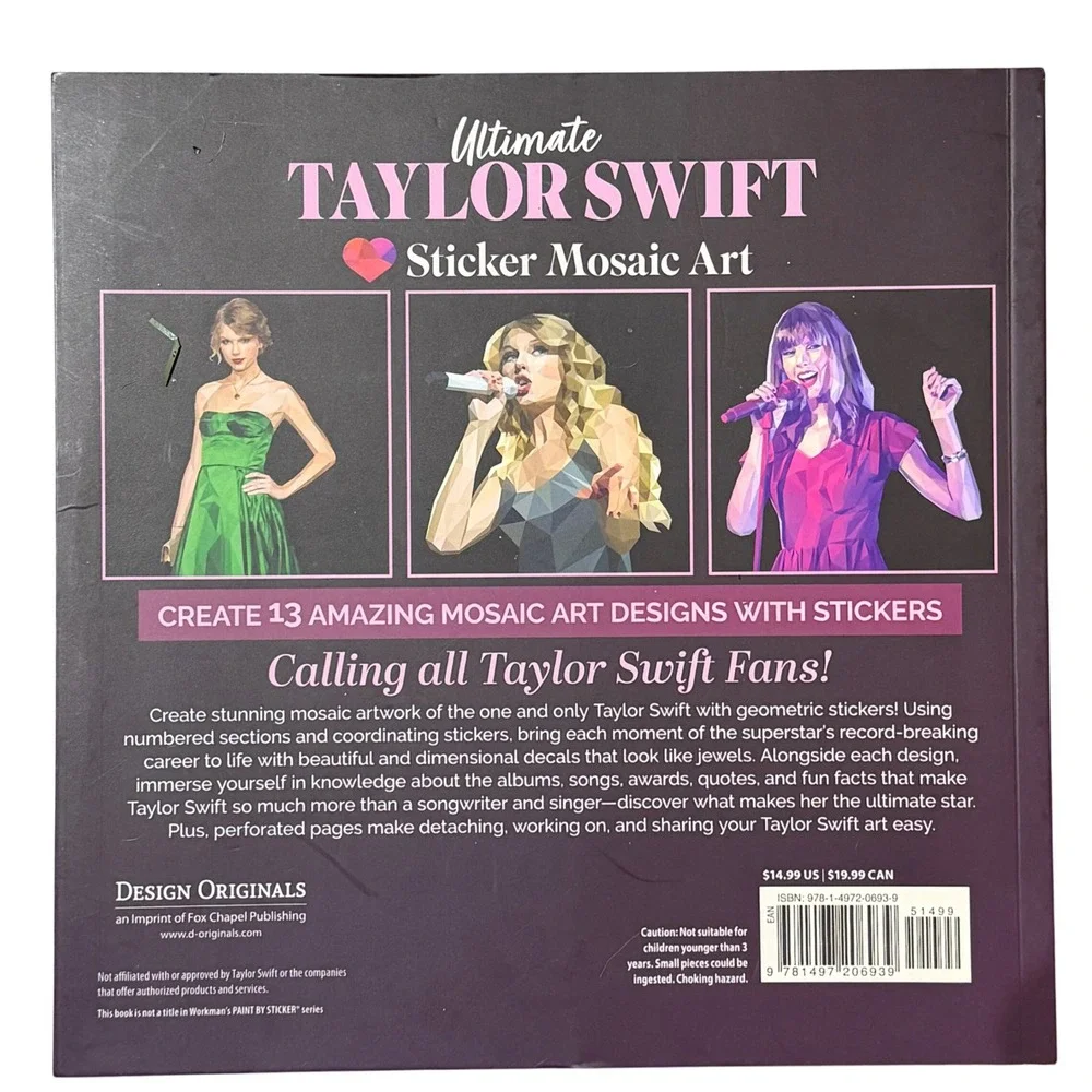 NWT Ultimate Taylor Swift Sticker Mosaic Art Book Sticker by Number‎